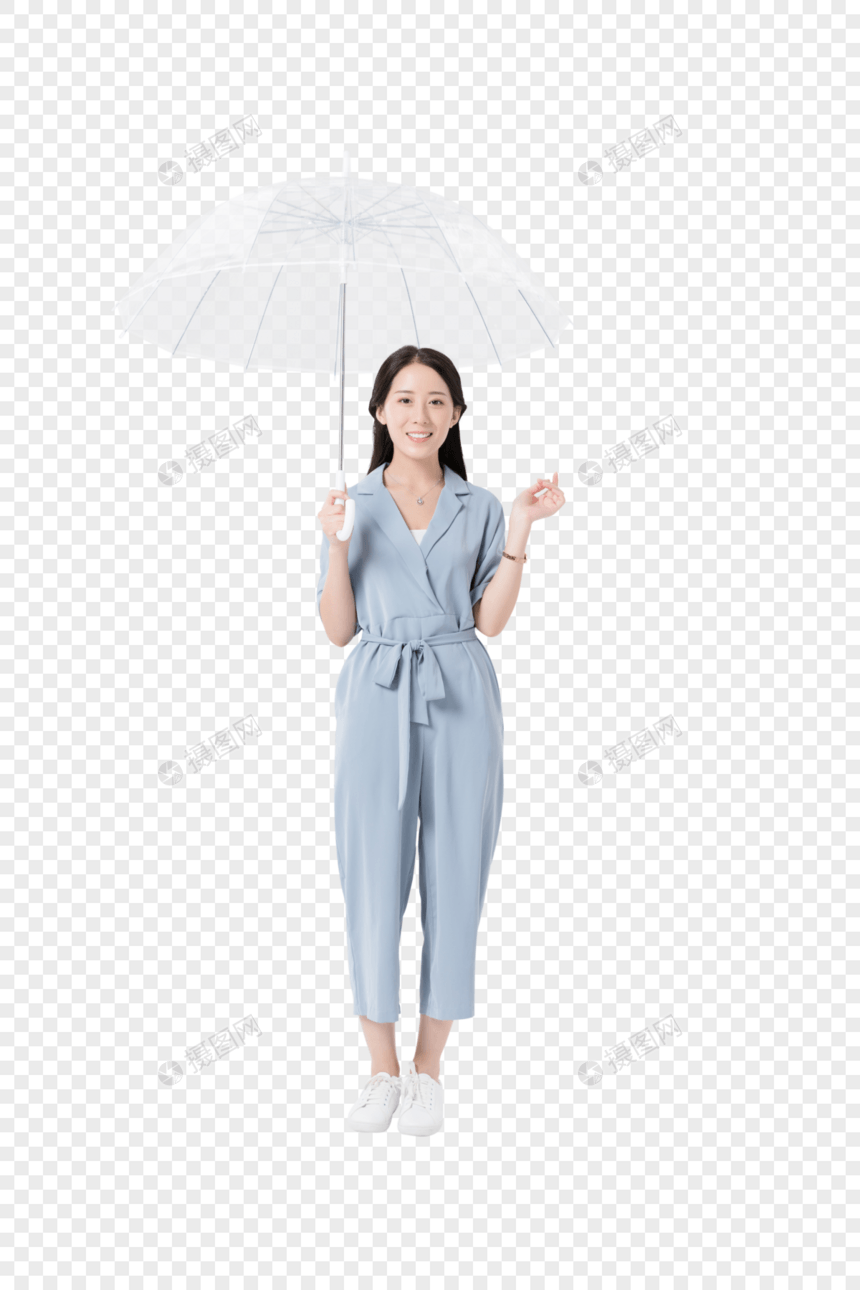 年轻美女撑伞背影图片