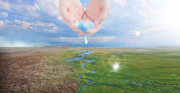 阳光河流保护环境防治沙化设计图片