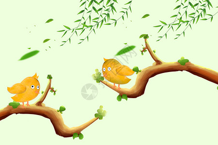 芒果小鸟的春天背景图片