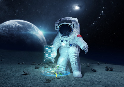 探索生命太空宇航员登陆设计图片