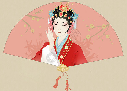 吃西瓜戏子中国传统文化戏剧插画