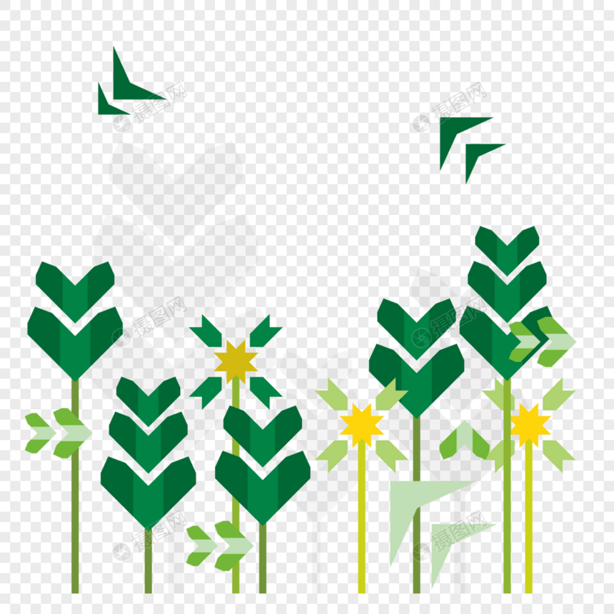 春分绿色植物几何图图片