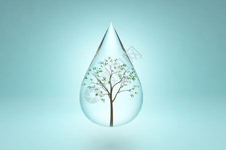 梅日希里亚水滴里的树木设计图片