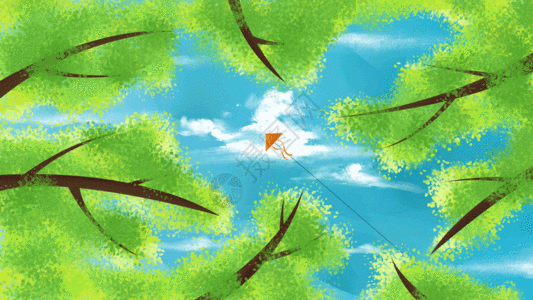 树林上空的风筝图片