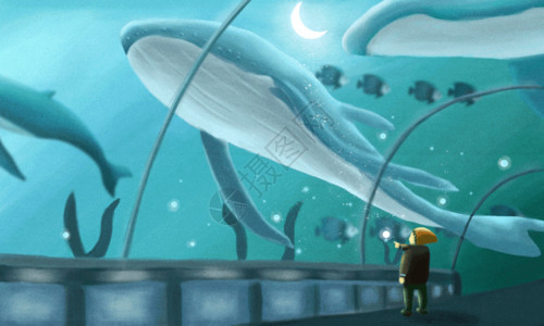 鲸背景梦幻海洋馆高清图片