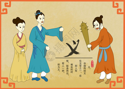孔子海报传统文化五常之“义”插画