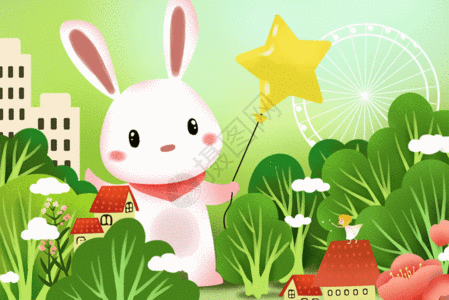 春天里的小白兔gif图片