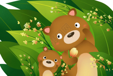 温馨背景素材春天里的小熊gif高清图片