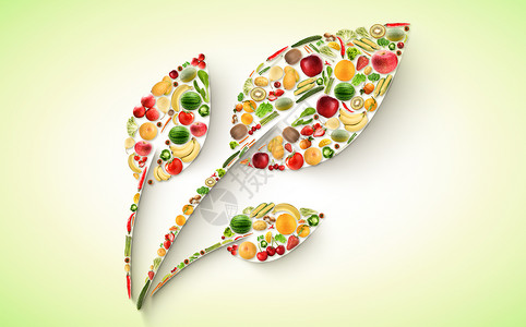 维生素元素水果蔬菜绿色健康设计图片