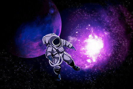 太空星云紫色宇宙星球插画