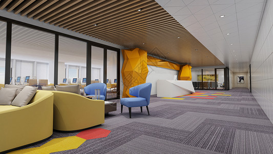商务中心休息区展厅空间场景前台休息区设计图片