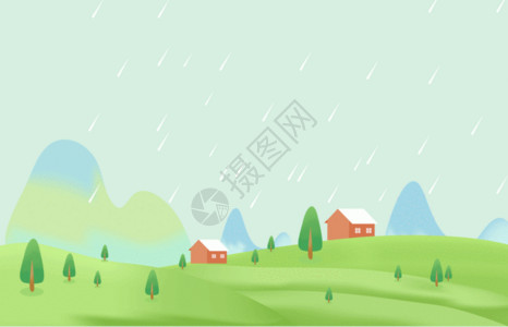 房子绿色树雨水gif高清图片