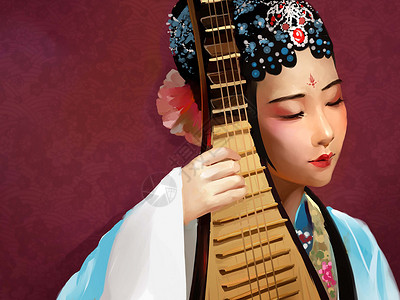 中国传统乐器传统文化插画
