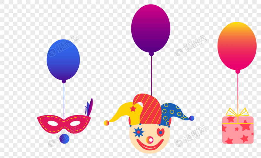 愚人节装饰小丑面具礼盒气球图片