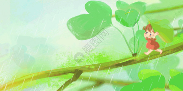 清新绿色立春雨水节气gif高清图片