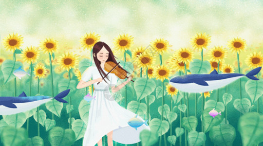 小提琴培训少女的畅想gif高清图片