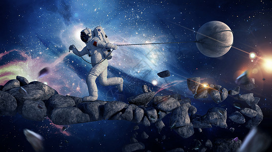 创意宇航员拖拽地球高清图片