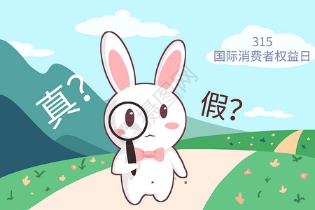 打假兔子消费者权益日插画
