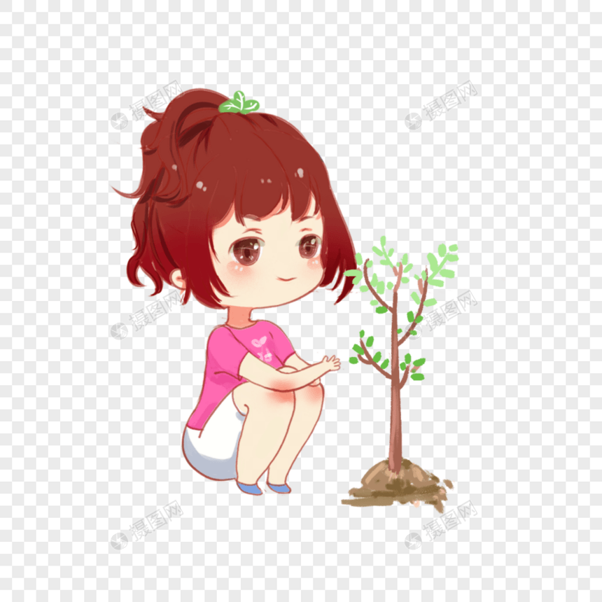 植树的女孩图片