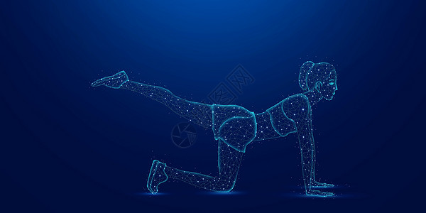 蓝色瑜伽拉伸带健身瑜伽海报背景设计图片