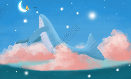 开飞机小男孩钓鲸鱼的小男孩GIF高清图片