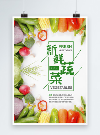 挂着的玉米现代彩色多彩缤纷新鲜蔬菜海报模板