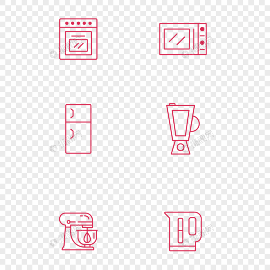 简约小清新厨房电器icon图标图片
