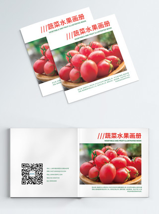 红色西红柿时尚大气红色蔬菜水果画册封面模板