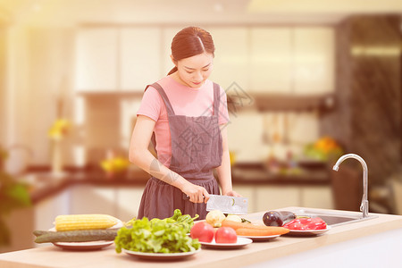 快乐生活素材家庭妇女厨房做饭设计图片