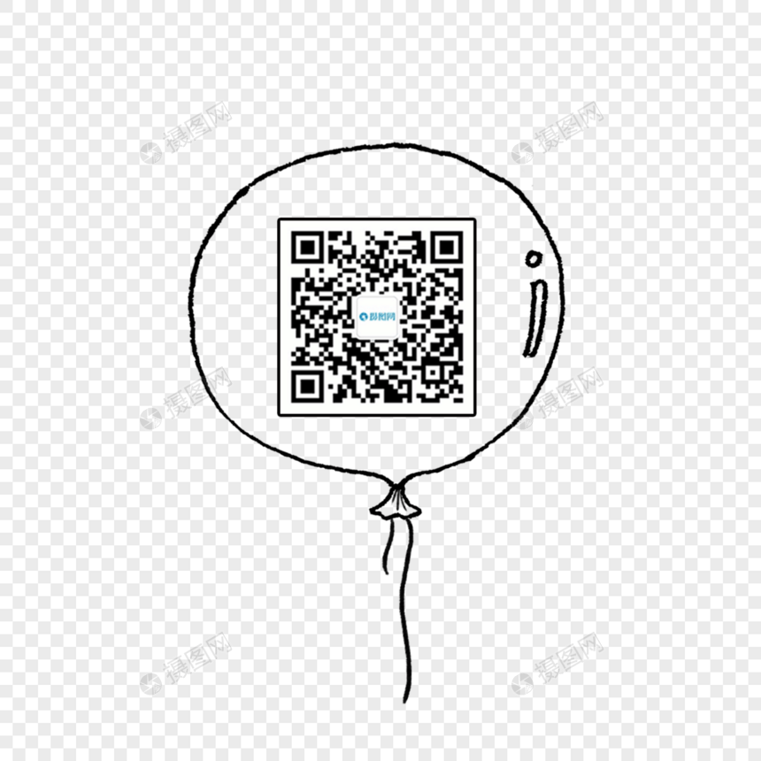 手绘线稿气球二维码背景素材图片