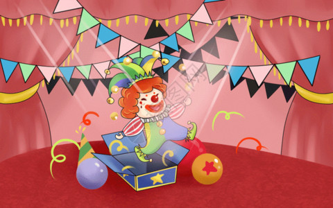 玩具球舞台上的小丑gif高清图片
