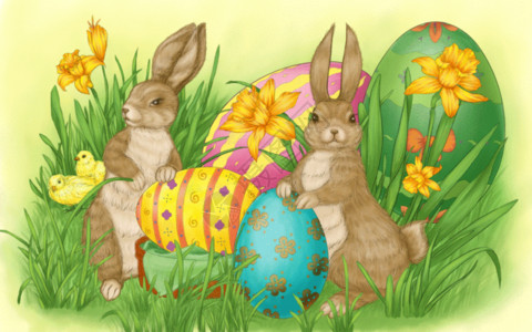 敲打彩蛋复活节兔子彩蛋gif高清图片
