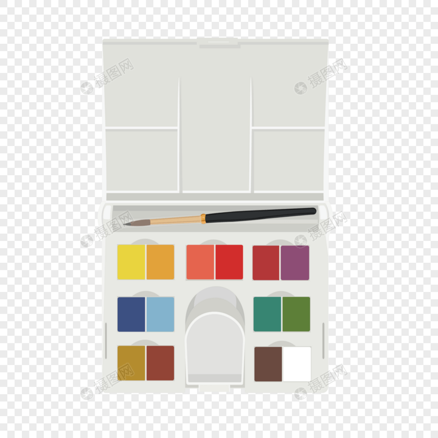 手绘矢量颜料盒图片
