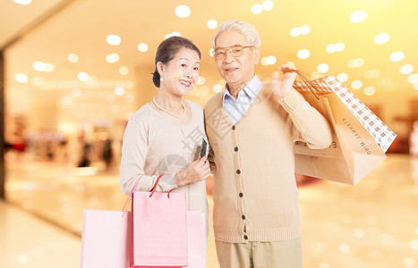 老年夫妇出游恩爱老年夫妻购物设计图片
