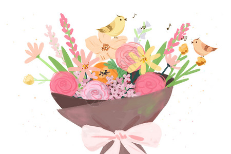 手绘植物花束花卉插画