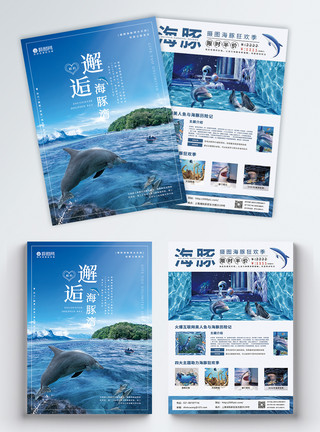 海洋馆鲨鱼蓝色海豚乐园宣传单模板