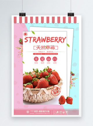 自主果蔬采摘新鲜草莓打折促销水果海报模板