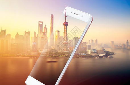 手机中的上海背景图片
