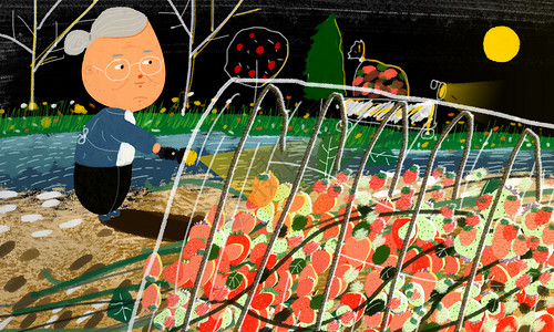 摘菜田园摘草莓插画