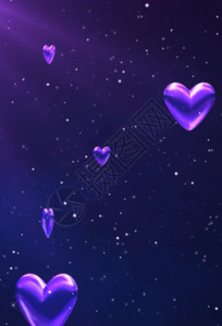 飞舞的心紫色浪漫爱心婚礼h5动态背景高清图片