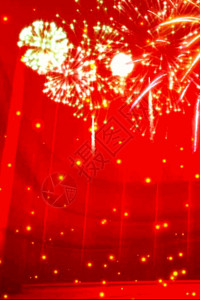 竖版新春素材红色喜庆礼花绽放灿烂夜空新年h5动态背景素材高清图片