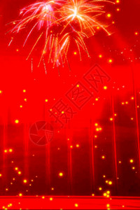 竖版新春素材红色喜庆礼花绽放灿烂夜空新年h5动态背景素材高清图片