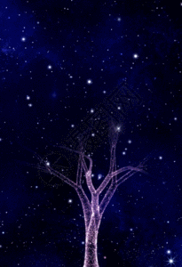 梦幻星空生长树h5动态背景图片