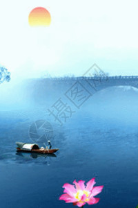 ps素材仙境划船梦游竹海仙境h5动态背景素材高清图片