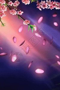 粉色百折扇水墨江南水乡梅花扇子花瓣h5动态背景素材高清图片