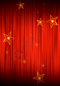 红色幕布背景节日喜庆五角星幕布h5动态背景素材高清图片