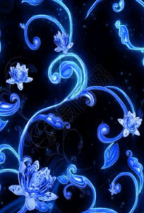 蓝蝴蝶图案青花瓷蝴蝶飞舞h5动态背景素材高清图片