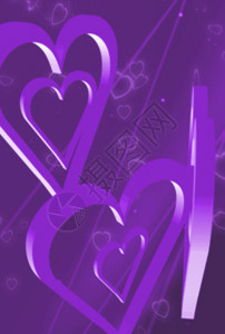 黑白相印紫色三维爱心舞台h5动态背景素材高清图片