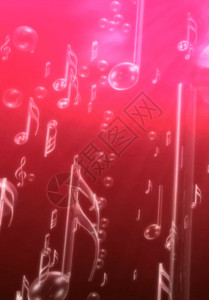 音乐笔记红色音符泡泡背景高清图片