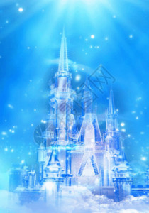 雪城堡蓝色梦幻城堡h5动态背景高清图片